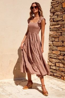 S21A Gabrielle Dress In Cinnamon Spot Sale