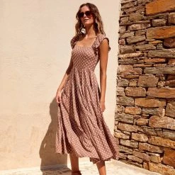 S21A Gabrielle Dress In Cinnamon Spot Sale