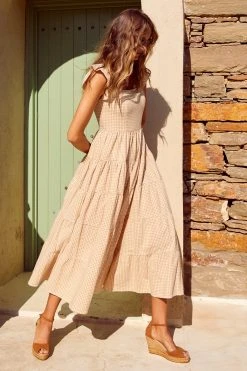 S21A Gabrielle Dress In Sesame Gingham