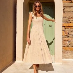 S21A Gabrielle Dress In Sesame Gingham