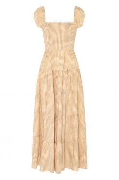 S21A Gabrielle Dress In Sesame Gingham