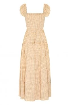 S21A Gabrielle Dress In Sesame Gingham