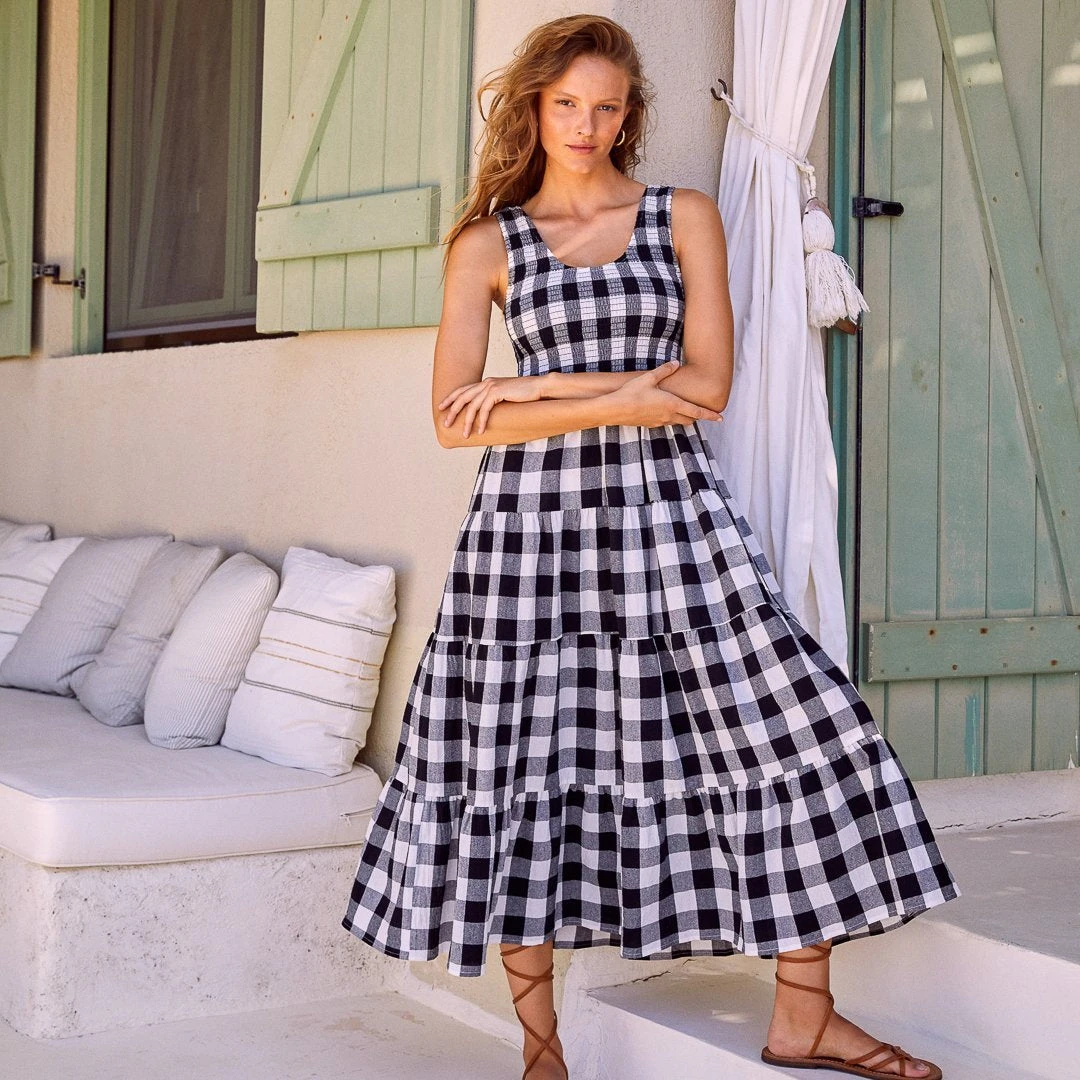 s21axa84x-mister-zimi-s21a-paris-dress-in-granite-gingham-adcrop.jpg S21A Paris Dress In Granite Gingham Sale