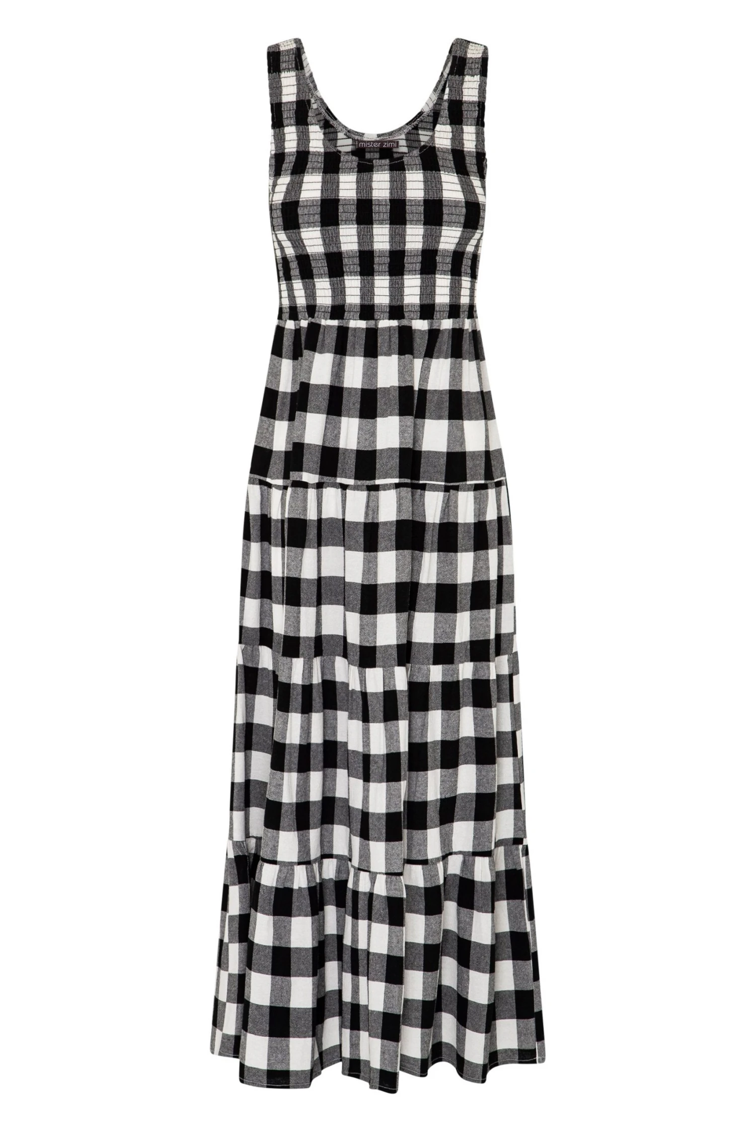 s21axa84x-mister-zimi-s21a-paris-dress-in-granite-gingham-ghost-1.jpg S21A Paris Dress In Granite Gingham Sale
