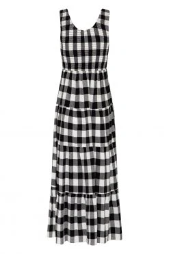 S21A Paris Dress In Granite Gingham Sale 9 S21A Paris Dress In Granite Gingham Sale