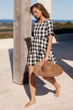 S21A Remi Dress In Granite Gingham Sale