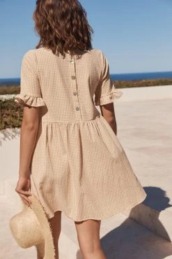 S21A Remi Dress In Sesame Gingham Sale