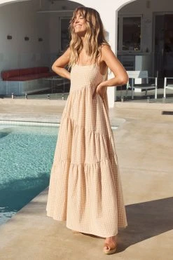 S21A Sale Willow Dress In Sesame Gingham