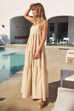 S21A Sale Willow Dress In Sesame Gingham