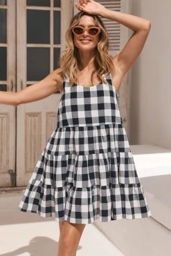 S21A Winifred Mini Dress In Granite Gingham Sale