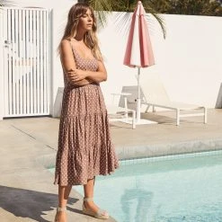 S21A Winifred Midi Dress In Cinnamon Spot