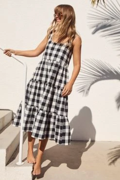 S21A Winifred Midi Dress In Granite Gingham