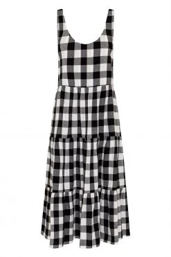 S21A Winifred Midi Dress In Granite Gingham