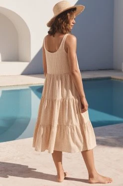 S21A Sale Winifred Midi Dress In Sesame Gingham