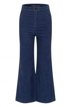 W22A Denim Drew Cropped Flares In Teal Corduroy