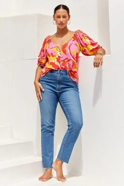 W22A Elodie Top In Saffron Tops