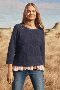 W22C Milla Jumper In Teal Tops