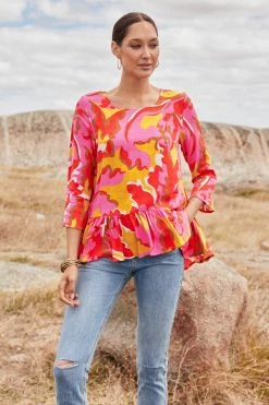 W22A Tops Winter Celeste Top In Saffron