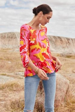 W22A Tops Winter Celeste Top In Saffron