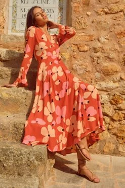 W22D Tamara Dress In Fire Bloom New